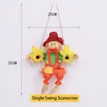 Halloween scarecrow on wooden swing decoration with sunflower accents, 35x25cm hanging decor - Large Style