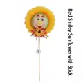 Decorazione girasole festiva di Halloween con faccina sorridente e bastoncino legno - Girasole Rosso Con Bastone