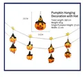 Halloween pumpkin garland decoration with black hats and yellow flowers, 160cm length - Hatted Pumpkin Hanging Decor / 160cm (Length)