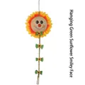 Ornamento appeso a girasole sorridente con fiocchi a scacchi verdi per decorazioni Halloween - Decorazione Appesa Girasole Verde