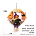 Spooky Halloween witch wreath straw scarecrow hanging decoration for party wall - Purple Hat Witch Wreath