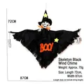 Black Halloween hanging skeleton witch decoration with orange Boo text and wind chimes - Black Skull / Wind Chime Scarecrow