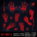 Halloween-stickers met bloederige handafdrukken en voetafdrukken voor ramen. - Realistische Bloedhandafdruk Stijl (HYW013)
