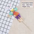 Handmade purple Easter rabbit scarecrow decoration with straw and fabric details - Medium Rabbit / 38cmx19cm / Purple