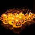 Halloween pumpkin string lights with warm orange LED glow for festive party decor - Hollow Pumpkin (6.1cm)