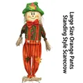 Large harvest scarecrow decoration with orange striped pants and green hat - Boy Pants Standing Style / L / Orange Stripes