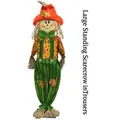 Large standing scarecrow decoration with green striped pants and orange hat - Boy Pants Standing Style / L / Green Stripes