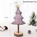 Handgemachter kleiner rosa Stoff-Weihnachtsbaum Tischdeko mit Naturbasis aus Holz - Kleiner Rosa Stoffbaum (HG18-181) / S / Rosa