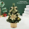 Mini sapin de Noël artificiel en pot doré pour décoration de table fête - 20cm / Or