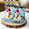 Decorative snowman-shaped Christmas candles in a festive 2-piece set gift packaging - Standing Snowman Style (S-2)