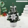Mini sapin de Noël artificiel en pot argenté avec décorations de fleurs pailletées - 20cm / Argent