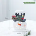 Statuetta di pupazzo di neve di Natale in ceramica con luce LED e cappello, altezza 12 cm - Stile Pupazzo di Neve B (T1250) / 12x10cm