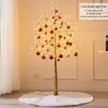 Árbol de Navidad iluminado dorado de 1,5 m con adornos rojos y dorados y falda de felpa blanca - Árbol Dorado 1.5m + Bolas Rojas y Doradas / 36 Bolas + Falda 78CM