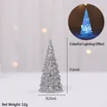 Kleine zilveren glitter LED kerstboom versiering van 12cm hoog met kleurlicht - Acryl Kerstboom / D12cm / Zilver