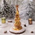 Piccolo albero di Natale in vetro dorato con calda luce interna per decoro da tavolo - Albero di Natale in Vetro Piccolo (BL3) / 25x9cm / Oro