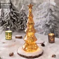 Elegante albero di Natale in vetro dorato con calde luci LED, taglia grande, altezza 35 cm. - Albero di Natale in Vetro Grande (BL4) / 35x11cm / Oro