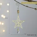 Goldener hohler Metall-Stern Weihnachtsbaum-Anhänger mit elegantem Kristalltropfen-Detail - Flacher Sternanhänger (LF1009) / 20x9cm / Gold