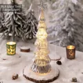 Elegante albero di Natale in vetro argento con LED caldi, altezza 35 cm per tavola - Large Glass Christmas Tree (BL6) / 35x11cm / Argento