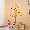 Sapin de Noël artificiel lumineux doré de 1,5 m avec bonhommes de neige et boîtes cadeaux LED - Arbre 1.5m Doré (Paquet 3) / Inclut Bonhomme Boîte Boules Jupe