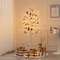 1,5m verlichte witte berk kerstboom set met rendier en geschenkdozen decoratie - Lange Witte Lichtboom Met Beren Set B