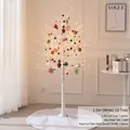 1,5m witte verlichte berken kerstboom set met ornamenten en een zachte pluche rok - Lange Witte Lichtboom Met Busbeer