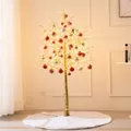 Sapin de Noël doré lumineux de 1,8 m avec ornements rouge argent et jupe en peluche - Arbre 1.8m Doré + Boules Rouge Or / 36 Boules + Jupe 78CM