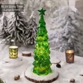 Grande albero di Natale in vetro verde con luci LED e puntale a stella per feste - Verde Grande (BL14)