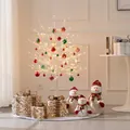 1,5 m minimalistische witte lichtgevende kerstboomset met sneeuwpoppen en decoratie - Lange Witte Lichtboom Met Gekleurde Ballen Set A
