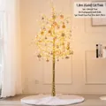 Kit sapin de Noël LED doré 1,8 m avec 36 boules et jupe de sapin en peluche blanche - Arbre 1.8m Doré + Boules Or Champagne / 36 Boules + Jupe 78CM