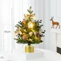 Mini sapin de Noël festif de 45 cm avec base dorée et lumières LED chaleureuses - 45cm / Sapin Vert Musical (Thème Or)