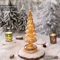 Elegante albero di Natale in vetro dorato da 25 cm con LED per decorazioni da tavolo - Oro Piccolo (BL17)