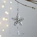Dekorativer silberner 3D-Stern-Weihnachtsschmuck mit Kristalltropfen für den Tannenbaum - Sternanhänger (LF2022) / 27x11cm / Silber