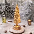 Albero di Natale in vetro dorato con base luminosa, decorazione tavolo, 25cm - Oro Piccolo (BL21)