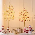 Ensemble sapin de Noël doré lumineux de 1,5m et 1,8m avec décorations et bonhommes - Arbre 1.5m et 1.8m Doré (Set 1)