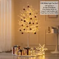 Decoratieve 1,5m witte LED-berkenboomset inclusief gouden ornamenten en dozen. - Lange Witte Lichtboom Met Koffie Goud Ballen Set D