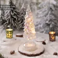 Elegante piccolo albero di Natale in vetro bianco con luci LED calde per decoro festivo - Bianco Piccolo (BL23)