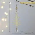 Eleganter goldener flacher Weihnachtsbaumschmuck aus Metall mit Kristallanhänger 25x8cm - Flacher Weihnachtsbaumanhänger (LF4039) / 25x8cm / Gold
