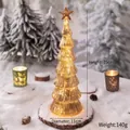 Gold lighted glass Christmas tree ornament, 35cm height, elegant tabletop holiday decor - Large Gold (BL8)