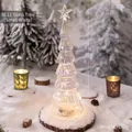 Elegant small white glass Christmas tree with LED lights, 25cm height for tabletop - Small White (BL11)