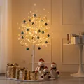 1,8 m witte verlichte berken kerstboom set met blauwe en gouden ornamenten voor vakanties - Extra Lange Witte Lichtboom Met Blauw Goud Ballen Set A