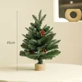 Mini sapin de Noël artificiel de table, 45cm avec pommes de pin et base en bois - 45cm / Sapin Vert Socle Bois