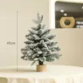 Mini sapin de Noël enneigé de 45 cm avec pommes de pin et base en bois pour décoration - 45cm / Sapin Floconné Socle Bois