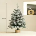 Petit sapin de Noël enneigé de 60 cm avec pommes de pin sur socle en bois rustique - 60CM / Sapin Floconné Socle Bois