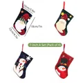 Set of 4 small 7-inch Christmas stockings featuring Santa and Snowman holiday designs - 7-inch Set A / Set of 4