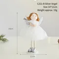 White tulle angel doll ornament with silver wings and rope legs for Christmas - Angel Girl (C221-B) / Silver