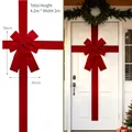 Large red velvet Christmas bow door decoration, 4.2m height, for festive home decor - Large Bowknot Door Hanging / Red