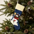 Festlicher blauer Weihnachtsstrumpf mit Schneemann-Stickerei und Größenangaben in Blau - Blauer Schneemann (01)