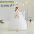 Elegant white gauze skirt Christmas angel girl doll tree topper with delicate feather detail - White Angel (C207-A) / White