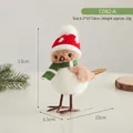 Cute Christmas bird figurine ornament in red Santa hat and green scarf for desktop - Red Hat Bird (C082-A)