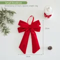 Red velvet Christmas bow hanging ornament for festive tree decoration, 23x15cm size - 23x15cm